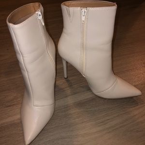 Thin Heel White Booties